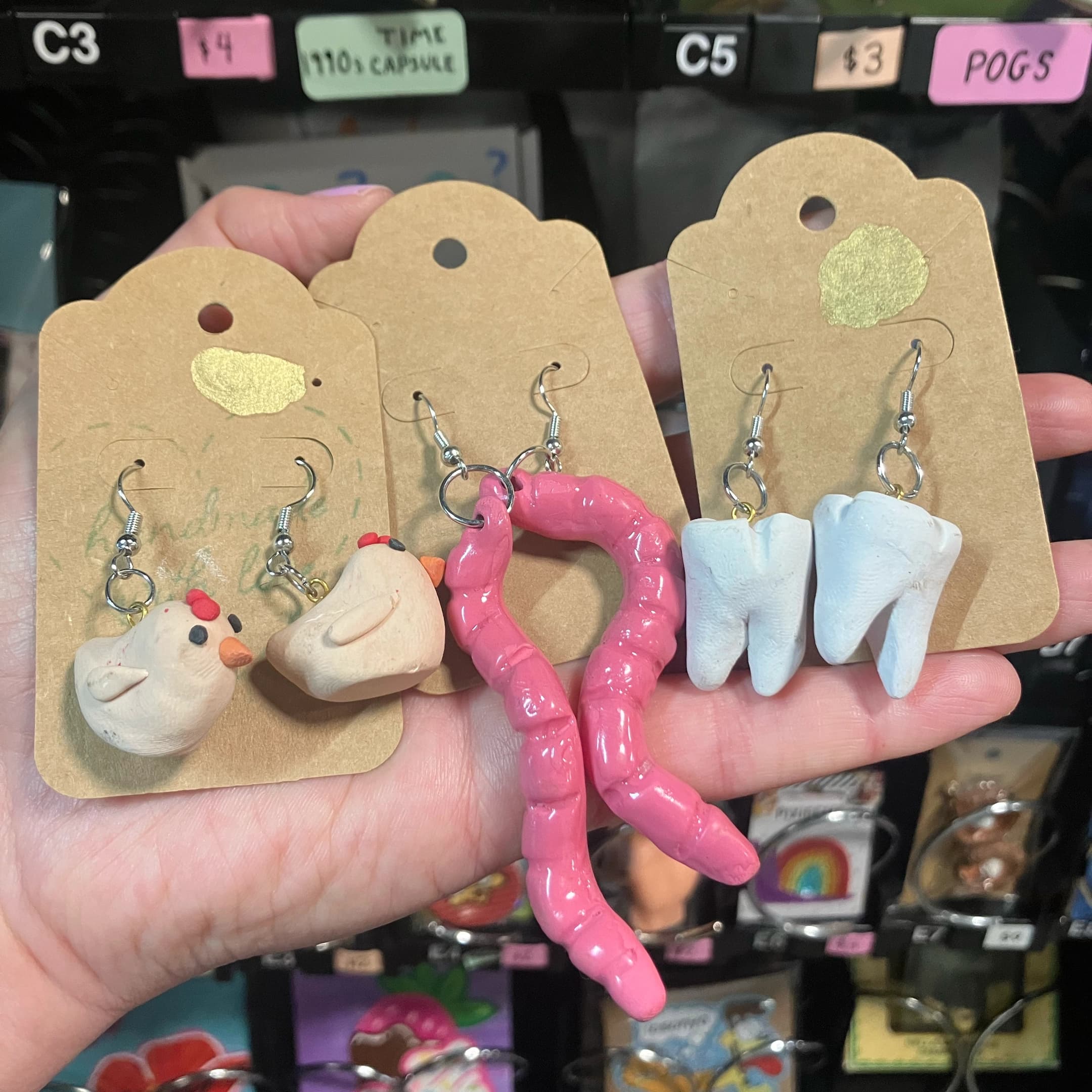 Hand sculpted earrings created by Marcelery